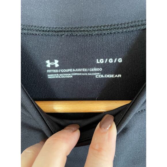 Under Armour Mens black coldgear Long sleeve mock neck size L - Picture 3 of 6